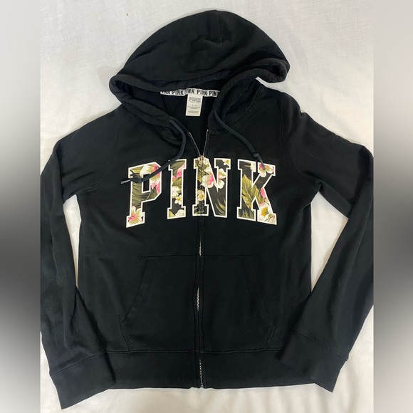 PINK-Victoria's Secret Zip Up sweatshirt Hoodie PINK logo women’s medium - Picture 7 of 7